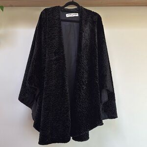 Black Heavy Velvet Poncho Coat